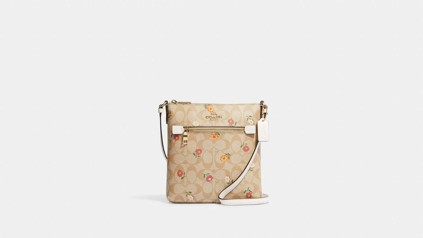 Mini Rowan File Bag In Signature Canvas With Nostalgic Ditsy Print