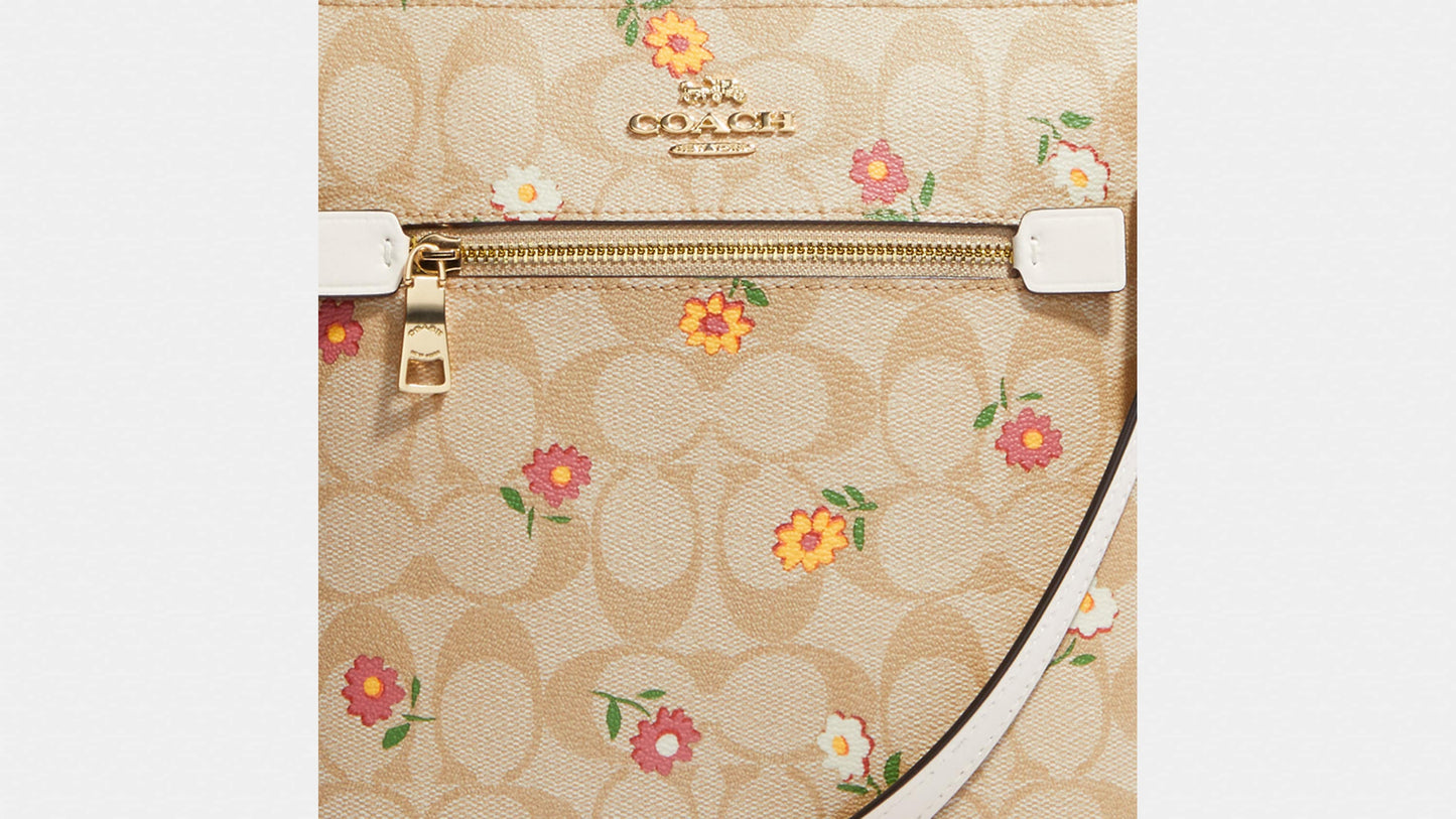 Mini Rowan File Bag In Signature Canvas With Nostalgic Ditsy Print