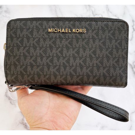Michael Kors Jet Set Travel LG Flat Zip Phone Case Wristlet Wallet